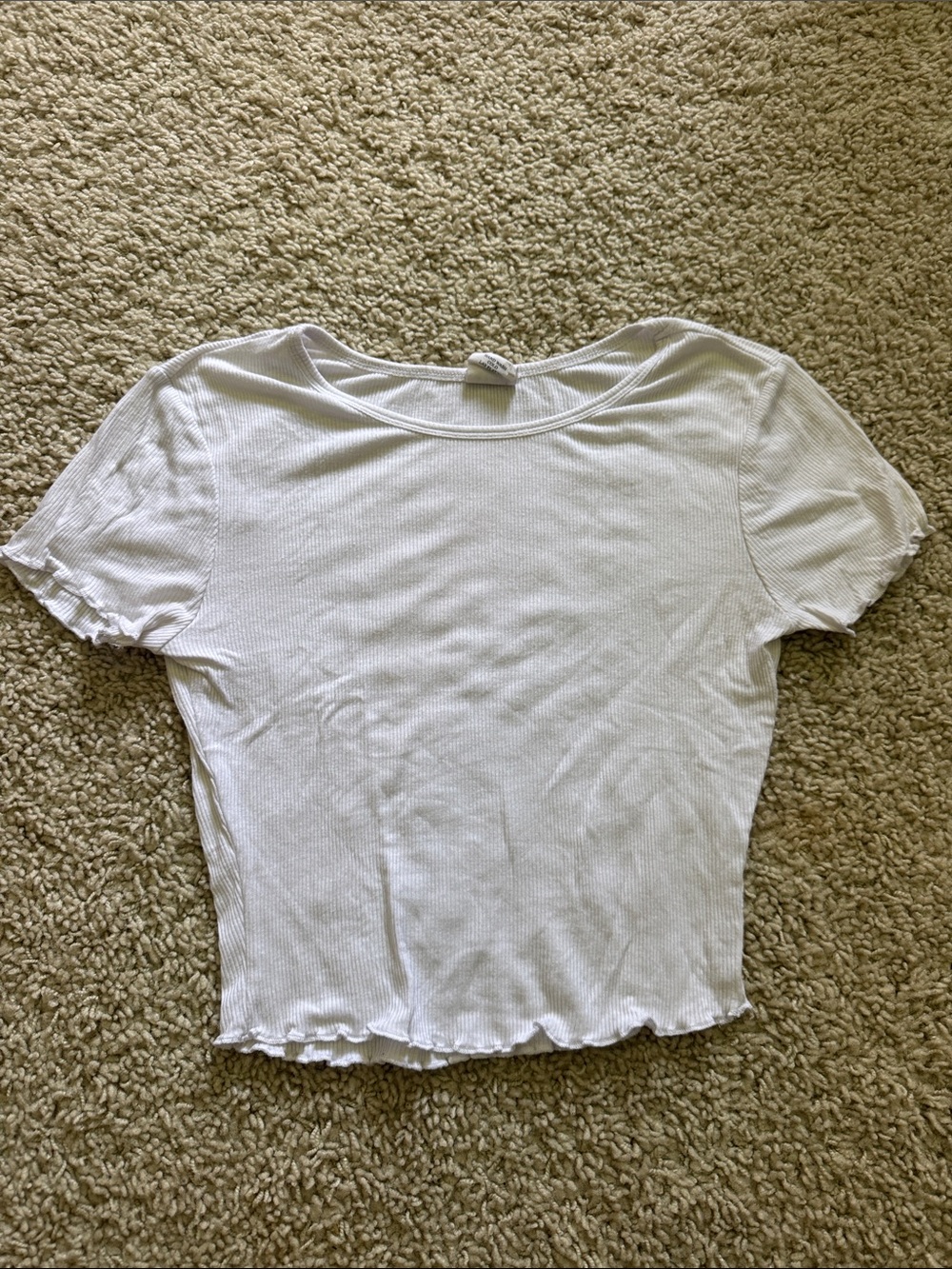 Women's White Ribbed Short Sleeve Crop top